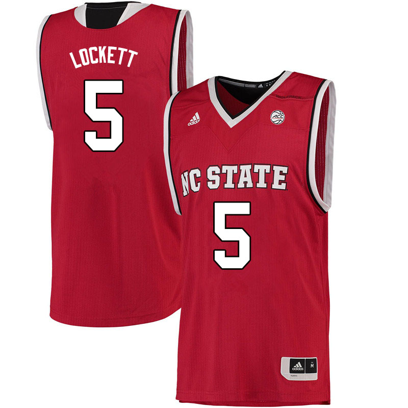 Men #5 Eric Lockett NC State Wolfpack College Basketball Jerseys Sale-Red